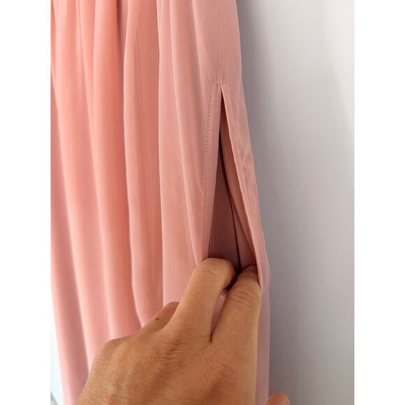 Birdy Grey Blush Pink Chiffon Maxi Dress Sleeveless V-Neck Size M - Picture 3 of 8